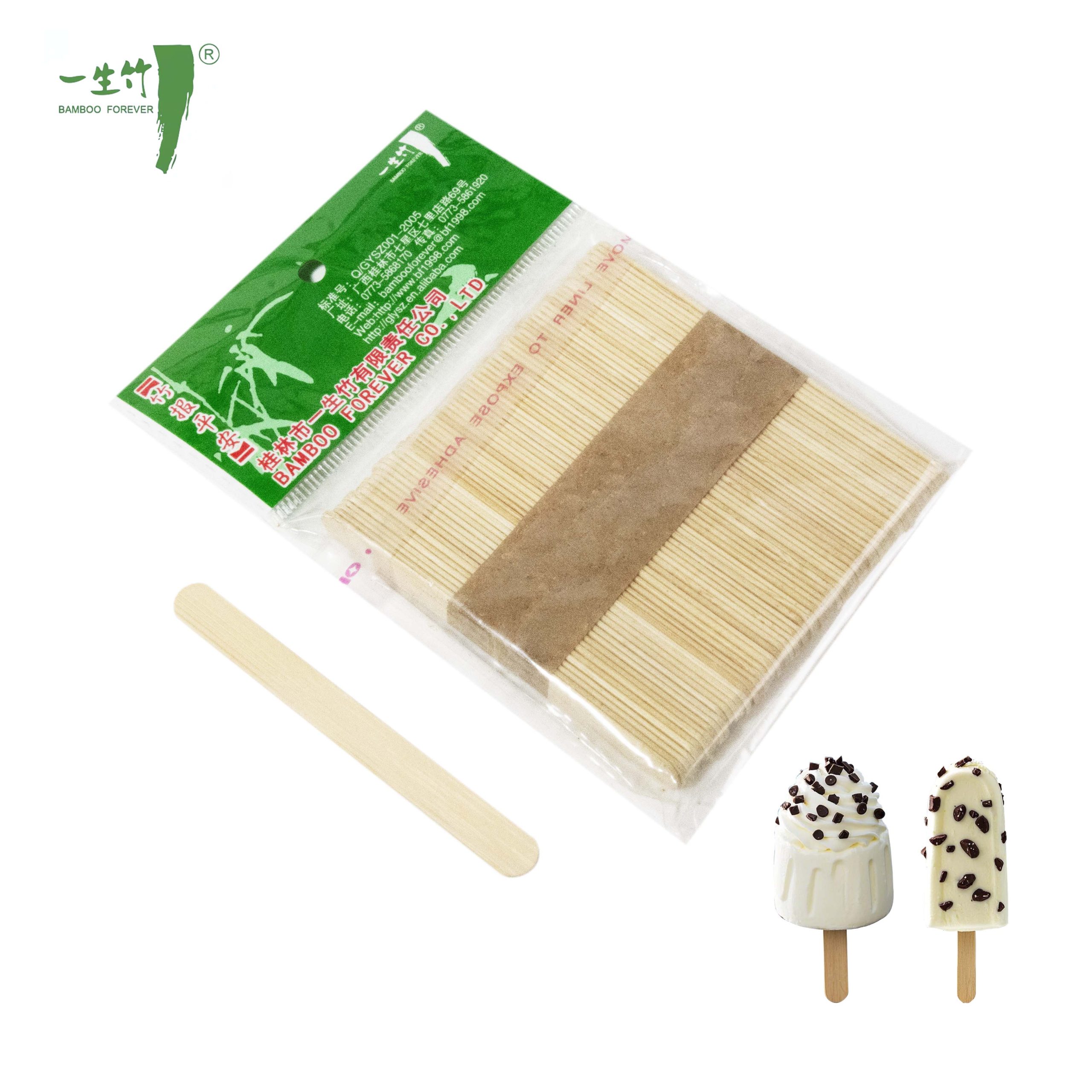 Stik Es Krim Bambu Sekali Pakai dengan Logo Cetak Custom OEM